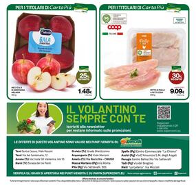Volantino Superconti Pagina 20: Petto di pollo a fette Coop €9,09, Mele Gala di Montagna Melinda €1,48