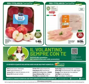 Volantino Superconti Pagina 20: Petto di pollo a fette Coop €9,09, Mele Gala di Montagna Melinda €1,48