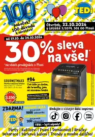 TEDi leták týden 43 Strana 1: 100 poboček! 100 důvodů k návštěvě! od 19.10. do 24.10.2026 TEDİ Čtvrtek, 22.10.2026 U Letiště