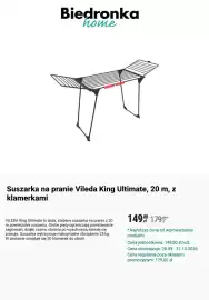 Biedronka gazetka Strona 8: Suszarka na pranie Vileda King Ultimate, 20 m, z klamerkami €149,00