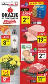 Intermarche gazetka tydzień 43 Strona 1: Chryzantema średniokwiatowa €8,50, Masło Ekstra Z MLECZNEJ DROGI €2,49