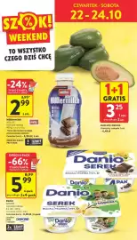 Intermarche gazetka tydzień 43 Strona 6: Danio Serek €5,99, Müller Müllermilch €2,99