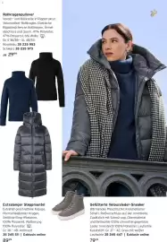 Tchibo Prospekt Seite 21: Gefütterte Veloursleder-Sneaker €79,99, Extralanger Steppmantel €89,99