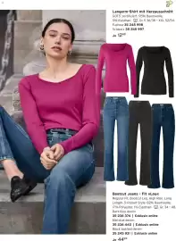 Tchibo Prospekt Seite 5: Langarm-Shirt mit Herzausschnitt €12,99, Bootcut Jeans - Fit Lou €44,99