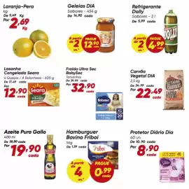 Tabloide Dia Página 1: Dia - carvão vegetal €22,49, Gallo - azeite puro €19,90