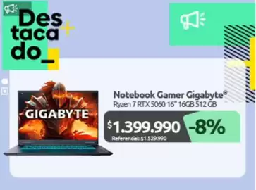 Catálogo PC Factory Página 1: Notebook gamer gigabyte €1.399.990,00