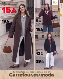 Folleto Carrefour Página 3: Tex Mary Tariel Chaqueta punto volantes €15,99, Camiseta felpa rayas €12,99