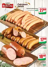 Dino gazetka tydzień 43 Strona 38: Kiełbasa zwyczajna Agro Rydzyna €17,99, Parówki delikatesowe Agro Rydzyna €27,99