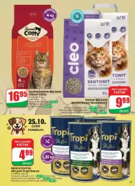 Dino gazetka tydzień 43 Strona 79: Żwirek dla kota bentonitowy lawendowy Cleo €9,99, Sucha karma dla kota Sweet Catty €16,95