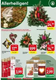 Spar Flugblatt Seite 15: Ambrosius Grabkerze 7 Tage €3,99, Allerheiligengesteck Moos-Mix €17,99