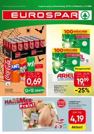 Eurospar Flugblatt Seite 1: Coca-Cola Cola €0,69, S Budget Hendl €4,19