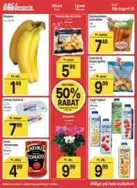 ABC Lavpris tilbudsavis uge 43 Side 1: Cheasy Hytteost €7,99, Bananer €1,49