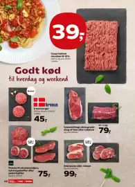 SuperBrugsen tilbudsavis uge 43 Side 24: Premium oksemedaljon, tykstegs bøffer eller peberbøffer €75,00, Irma burger €45,00