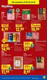 Lidl gazetka tydzień 43 Strona 61: Frankfurterki z szynki XXL Pikok €19,99, Kiełbasa śląska XXL Pikok €14,90