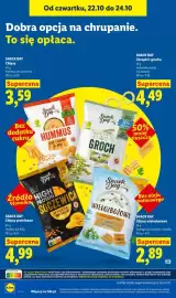 Lidl gazetka tydzień 43 Strona 82: Chipsy soczewica Snack Day €3,59, Chipsy proteinowe cheddar Snack Day €4,99