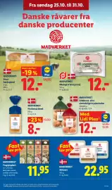 Lidl tilbudsavis uge 44 Side 8: Madværket Skiveost €22,95, Madværket fuldkorns- eller almindelige krydderboller €12,00