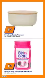 Catalogue Action semaine 43 page 10: Treewick Bougie parfumée €5,95, Bin Brite Désodorisant pour poubelle €1,89