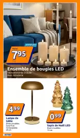 Catalogue Action semaine 43 page 11: Lampe de table €4,99, Ensemble de bougies LED €7,95
