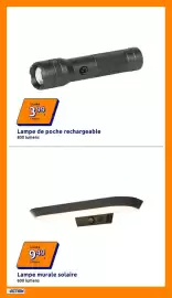 Catalogue Action semaine 43 page 21: Lampe de poche rechargeable €3,99, Lampe murale solaire €9,49