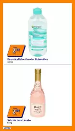 Catalogue Action semaine 43 page 32: Lavato Sels de bain €2,49, Garnier Eau micellaire SkinActive €2,29
