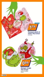 Catalogue Action semaine 43 page 9: The Grinch Masques pieds et mains €1,79, The Grinch Masque visage €0,89