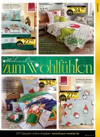 Möbel Braun Prospekt Seite 7: FEINBIBER-BETTWÄSCHE, grau-rot €27,95, RENFORCÉ-BETTWÄSCHE GRINCH €26,95