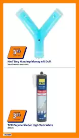 Action Prospekt woche 43 Seite 11: Nerf Dog Hundespielzeug mit Duft €3,49, TCX Polymerkleber High Tack White €3,33