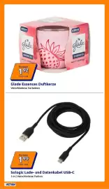 Action Prospekt woche 43 Seite 19: Glade Essences Duftkerze €1,92, Sologic Lade- und Datenkabel USB-C €1,99