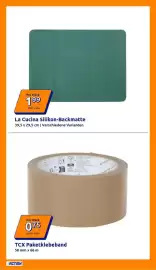 Action Prospekt woche 43 Seite 2: La Cucina Silikon-Backmatte €1,99, TCX Paketklebeband €0,75