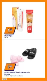 Action Prospekt woche 43 Seite 4: Umbro Pantoffeln €5,99, Muskelgel €1,69
