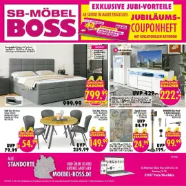 Möbel Boss Prospekt woche 43 Seite 12: Wohnprogramm Leeds, weiß Hochglanz, ohne Deko €222,00, Boxspringbett Loriga €799,99