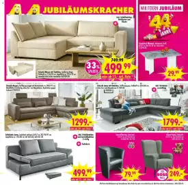 Möbel Boss Prospekt woche 43 Seite 5: Schlafsofa Jarny, Lederlook anthrazit €499,99, Ecksofa Bergen €1.299,00
