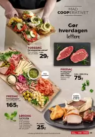 Kvickly tilbudsavis uge 43 Side 27: Torsdag torsdagssmørrebrød €29,00, FREDAG Fredagsbøf entrecote eller ribeye €75,00