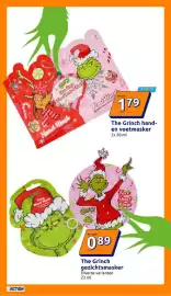Action folder week 43 Pagina 14: The Grinch hand-en voetmasker €1,79, The Grinch gezichtsmasker €0,89