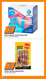 Action folder week 43 Pagina 20: Sport Support kinesiology tape €1,69, Pinky honden-kebabsticks €1,59