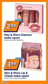Action folder week 43 Pagina 26: Max & More Glamour make-upset €2,99, Max & More Lip & Cheek make-upset €3,99