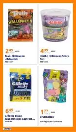 Action folder week 43 Pagina 34: Gillette Blue3 scheermesjes Comfort €6,49, Haribo Halloween Scary Fun €4,99