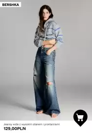 Bershka gazetka tydzień 43 Strona 5: Jeansy wide z wysokim stanem i przetarciami Bershka €129,00