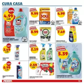 Volantino PENNY Pagina 16: Detersivo liquido lavatrice Omino Bianco €4,99, Candeggina Ace Gentile €5,39