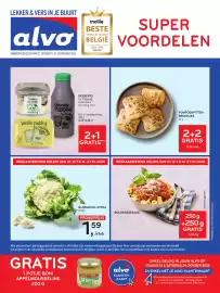 Alvo folder Pagina 1: Pompoenpitten-broodjes €0,95, Bloemkool extra €1,59