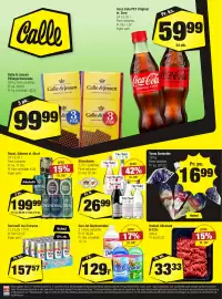 Calle reklamblad Sida 1: Dun-let skyllemiddel €129,00, Smirnoff ice extreme €157,57