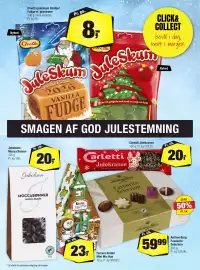 Calle reklamblad Sida 4: Jakobsen Nyhed Cloetta juleskum Vanilje/ Fudge el. grantræer 100 g. Flere varianter. Pr. kg 80,-
