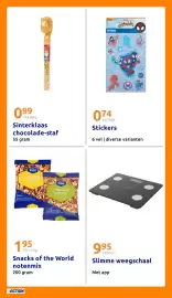 Action folder week 44 Pagina 24: Stickers €0,74, Sinterklaas chocolade-staf €0,99