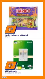 Action folder week 44 Pagina 26: Haribo Halloween uitdeelzak €3,49, LSC ledlampjes €2,12