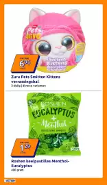 Action folder week 44 Pagina 6: Zuru Pets Smitten Kittens verrassingsbal €6,95, Roshen keelpastilles Menthol-Eucalyptus €1,29