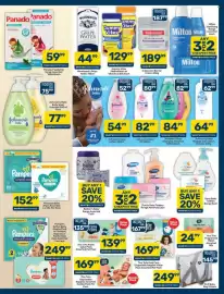 Pick n Pay catalogue Page 11: Pampers Baby Wipes Assorted €152,99, Panado Paediatric Syrup Assorted €59,99