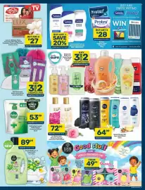 Pick n Pay catalogue Page 5: Lux or Lifebuoy Soap Assorted €27,00, Sanex Bath Foam or Shower Gel Assorted