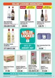 Booker Wholesale brochure Page 7: Two Compasses White/Dark Rum €10,99, Prosecco Rosé Spumante €28,99
