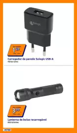 Folheto Action semana 43 Página 10: Carregador de parede Sologic USB-A €1,69, Lanterna de bolso recarregável €3,99