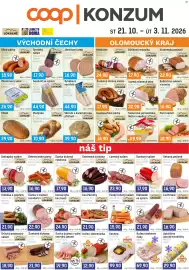 Konzum leták Strana 1: MP Krásno sůnkový točený salám €17,90, Konzum vitaminovy salat €26,90